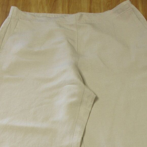 J. JILL Linen Blend Wide Leg Flat Front Crop Ankle Pants Sz L Flax Beige Tan NWT - Picture 3 of 15